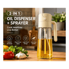 2-in-1 Glass Oil Dispenser & Sprayer – Pour & Spray Bottle for Cooking