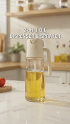 2-in-1 Glass Oil Dispenser & Sprayer – Pour & Spray Bottle for Cooking