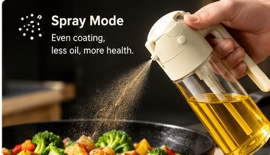 2-in-1 Glass Oil Dispenser & Sprayer – Pour & Spray Bottle for Cooking